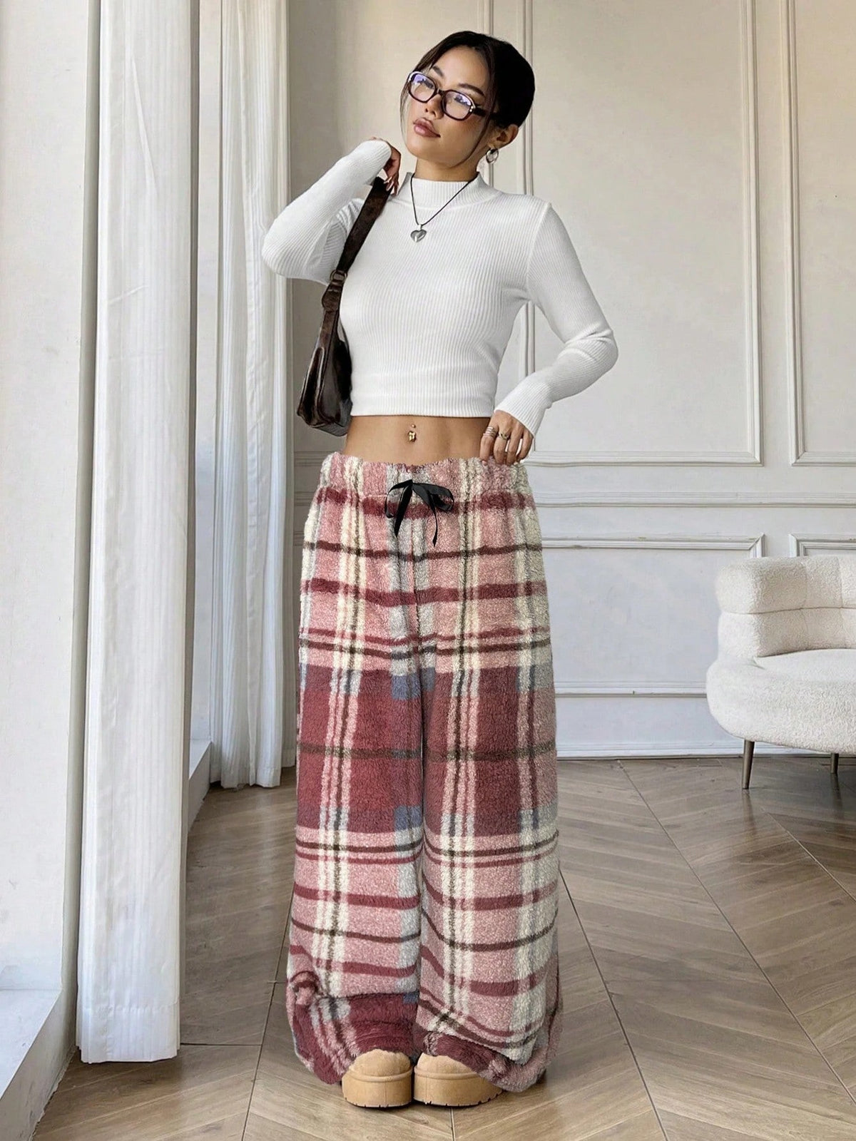 Pantalon d'intérieur à carreaux et taille à nouer — Amielle Paris