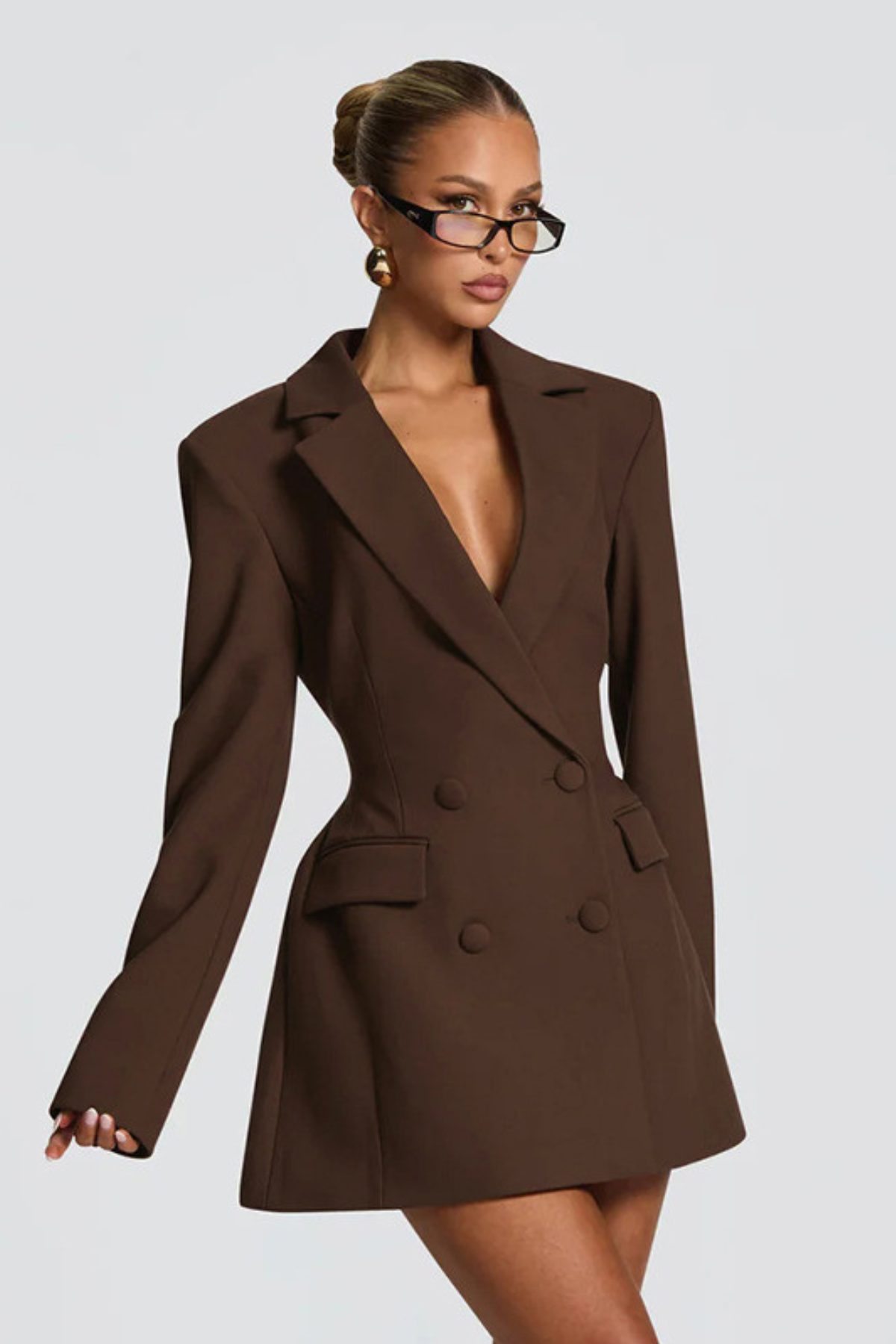 Remy — Blazer croisé cintré à basque — Amielle Paris
