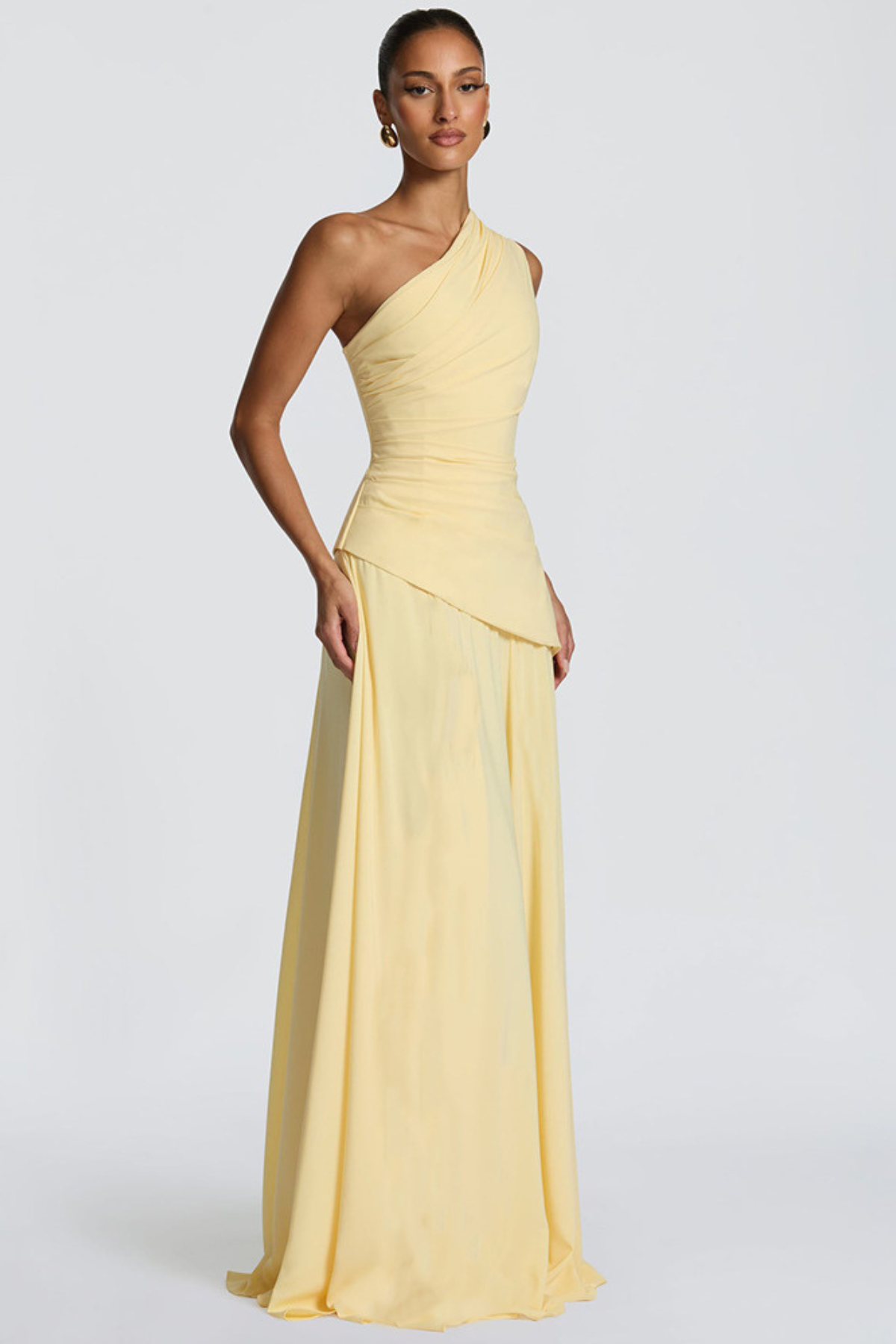 Robe longue drapée une épaule — Alessandra — Amielle Paris