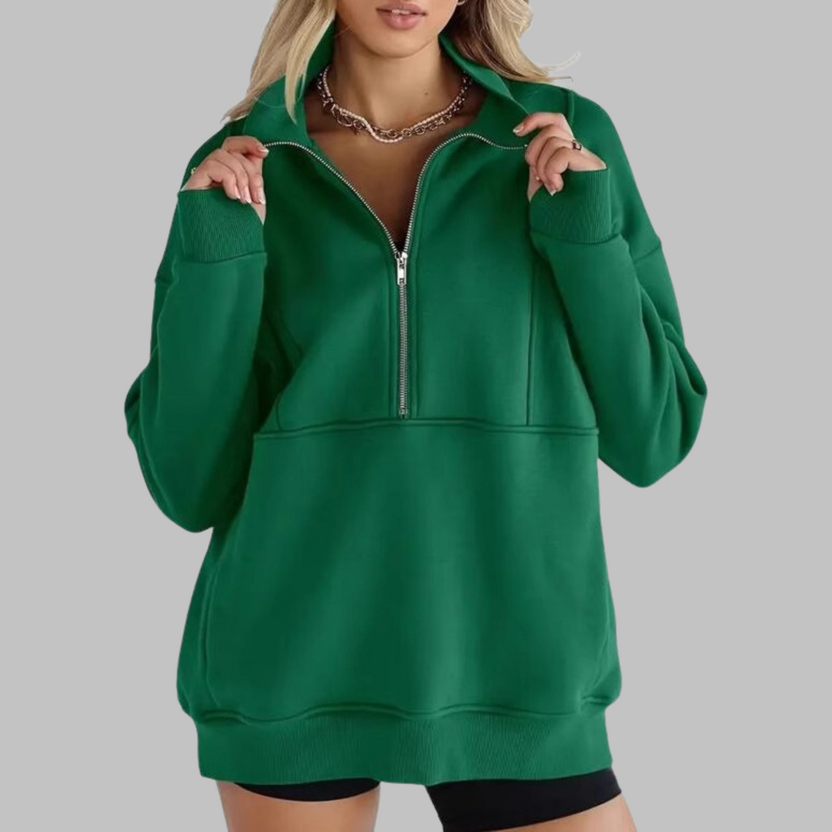 Sweat ample à col demi-zippé — Amielle Paris