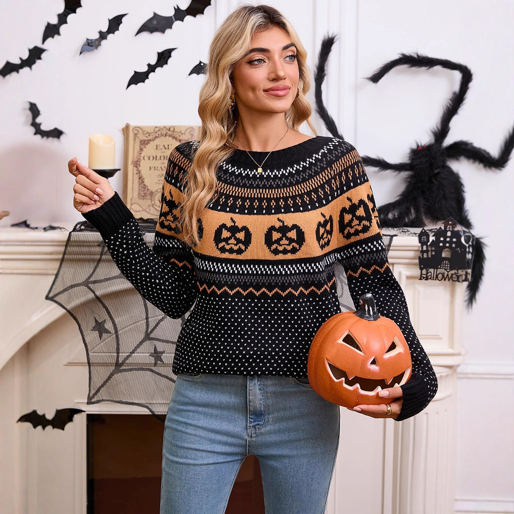 Pumpkin Grin — Pull Halloween à citrouilles — vue 4