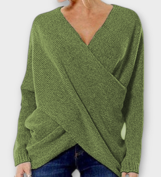 Heidi | Pull croisé vert à col V