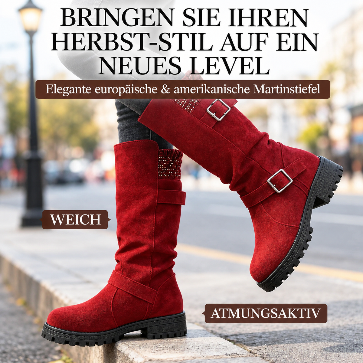 Xenia — Bottes aspect daim à boucles décoratives — Amielle Paris