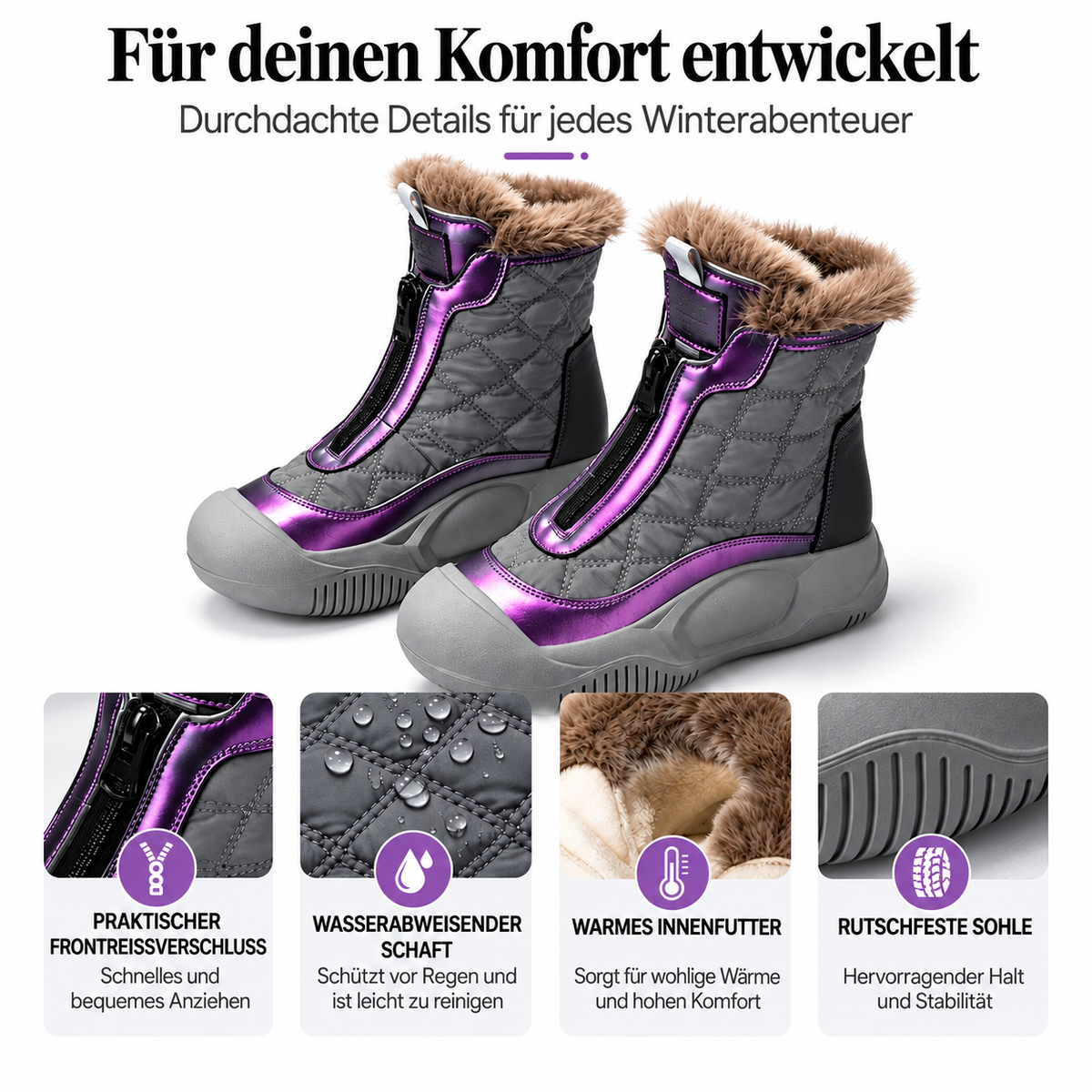 Ava — Bottes d’hiver rétro à doublure duveteuse — Amielle Paris