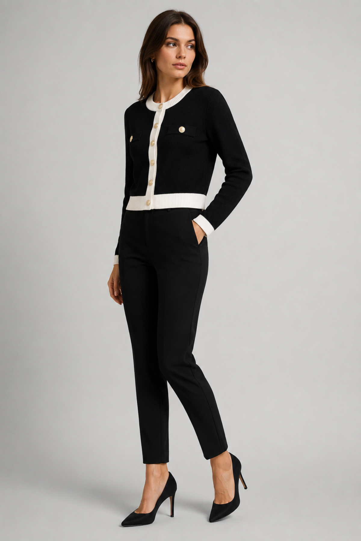 Gilleta — Gilet en maille à boutons dorés — Amielle Paris