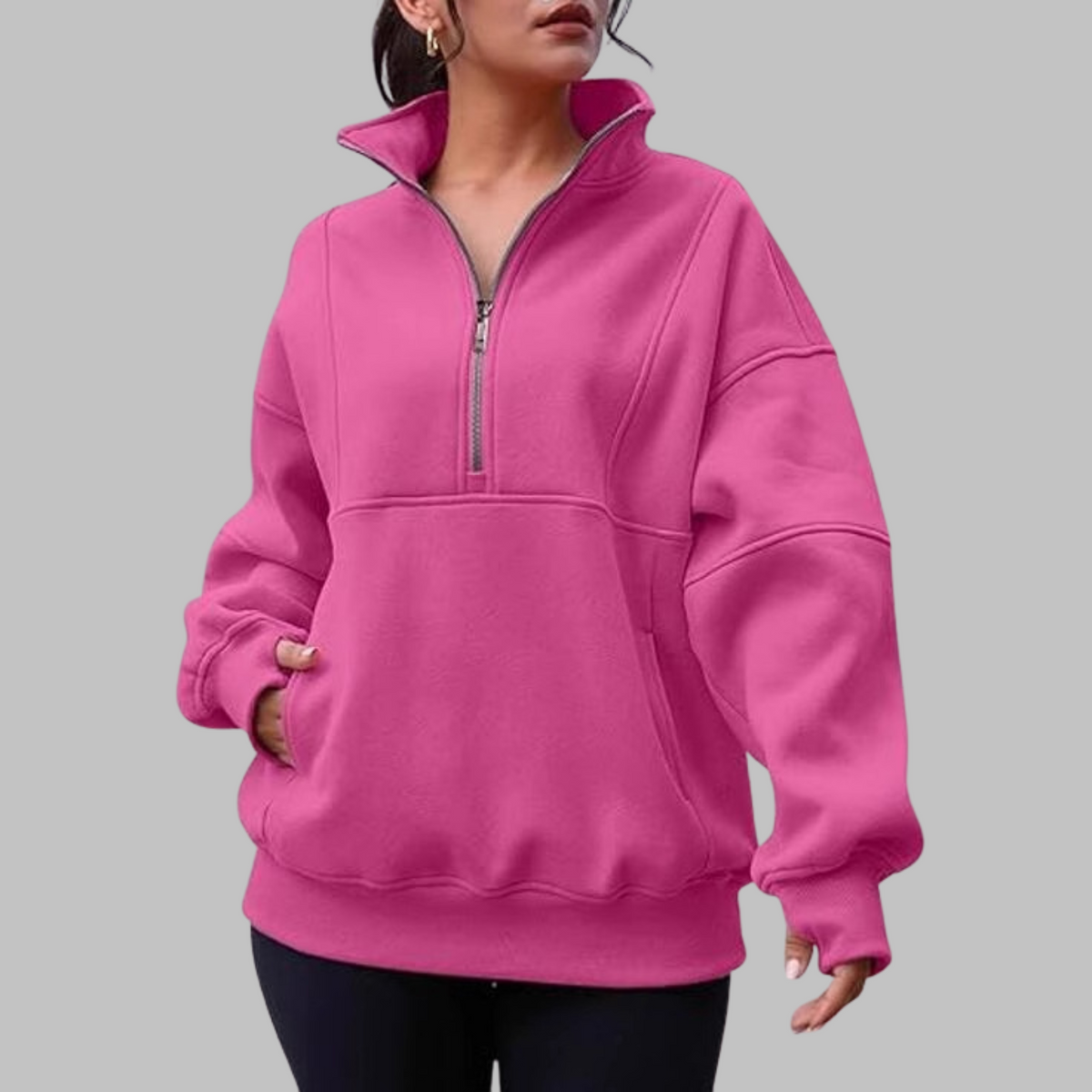 Sweat ample à col demi-zippé — Amielle Paris