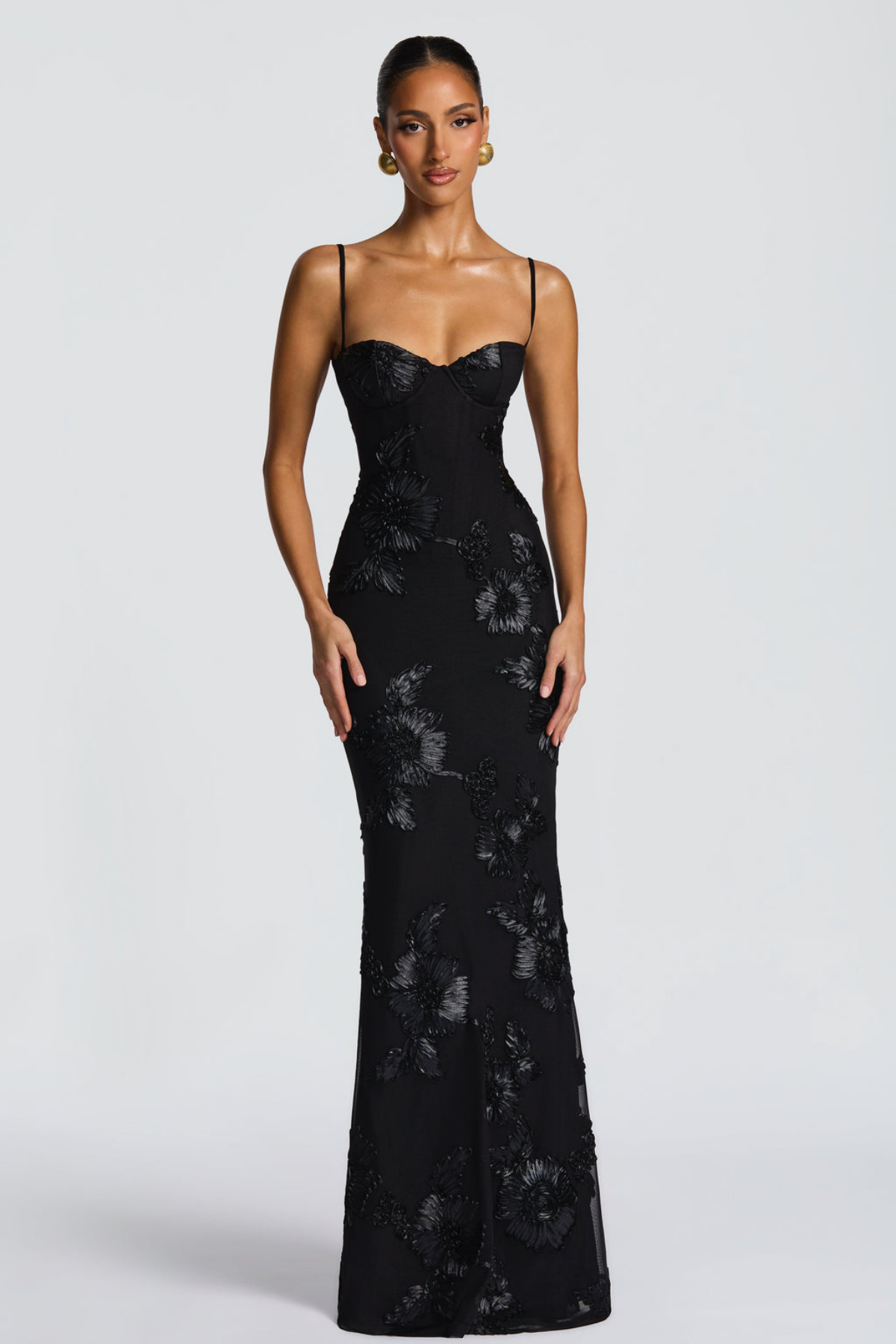 Seraphina — Robe longue à broderies florales — Amielle Paris