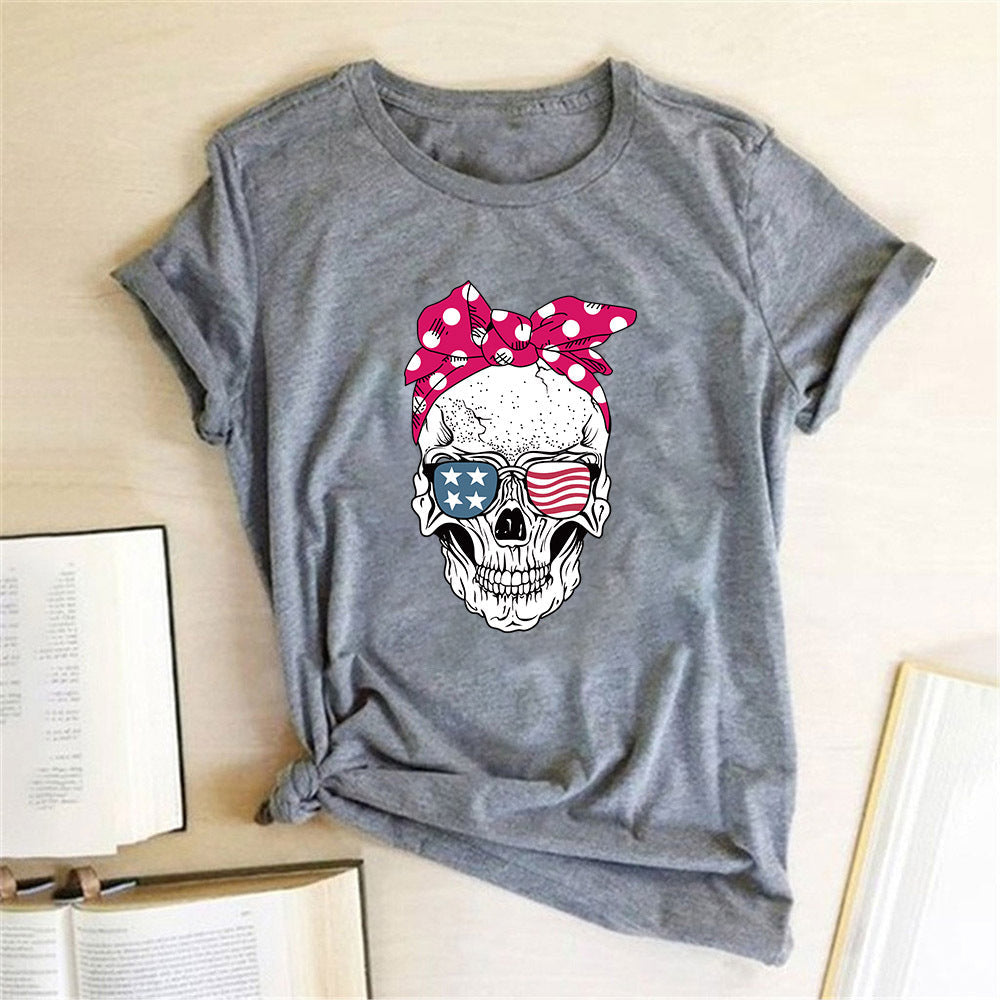 Miss Spooky — T-shirt tête de mort fleuri — vue 4