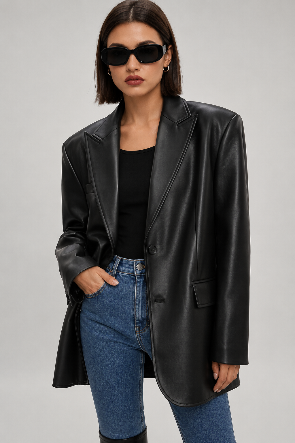 Jayden — Blazer ample effet cuir — Amielle Paris