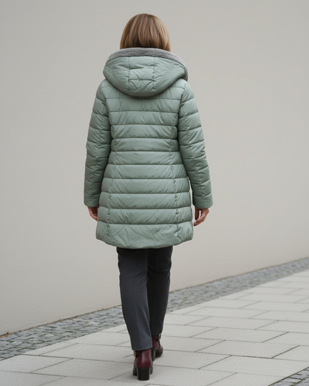 Giselle — Doudoune longue à capuche doublée polaire — Amielle Paris