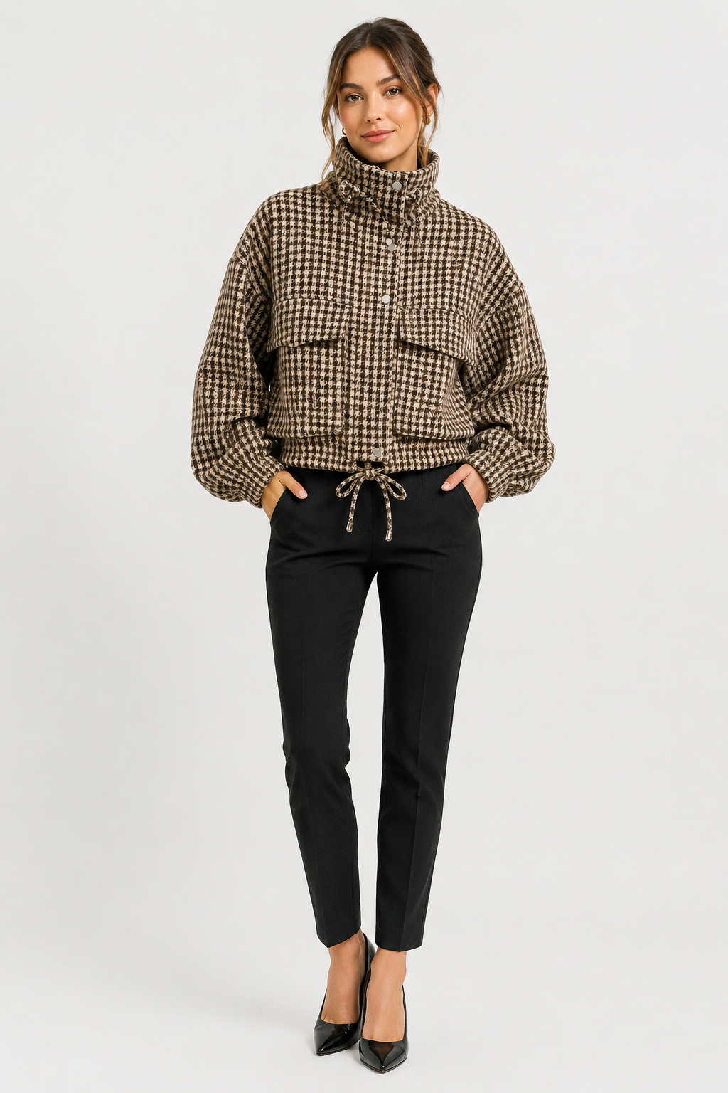 Sylista — Veste courte à motif pied-de-poule — Amielle Paris