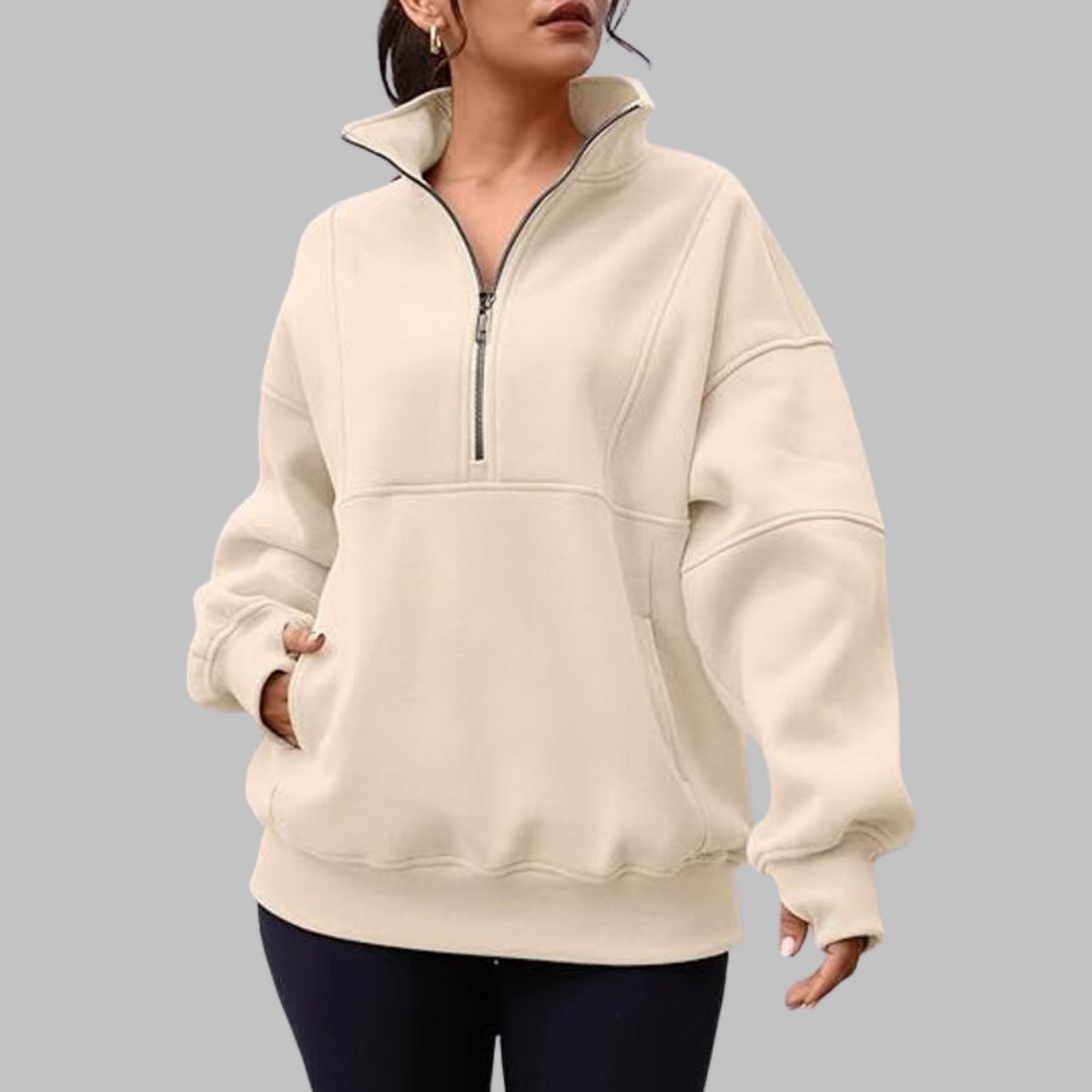 Sweat ample à col demi-zippé — Amielle Paris
