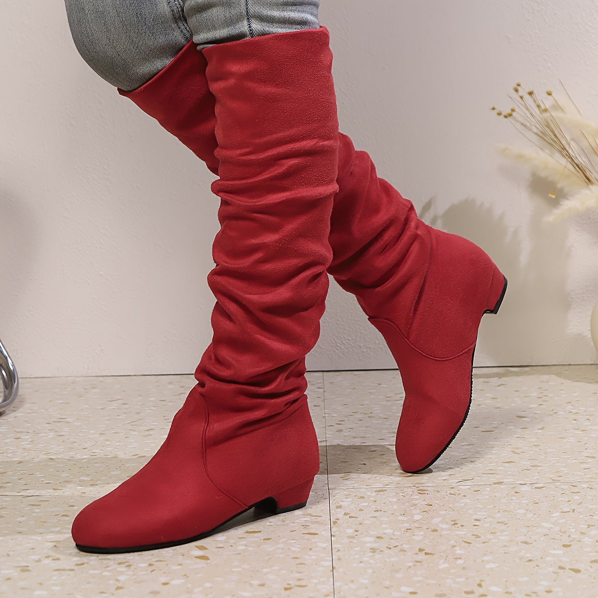 Camille | Bottes plissées à talon bas