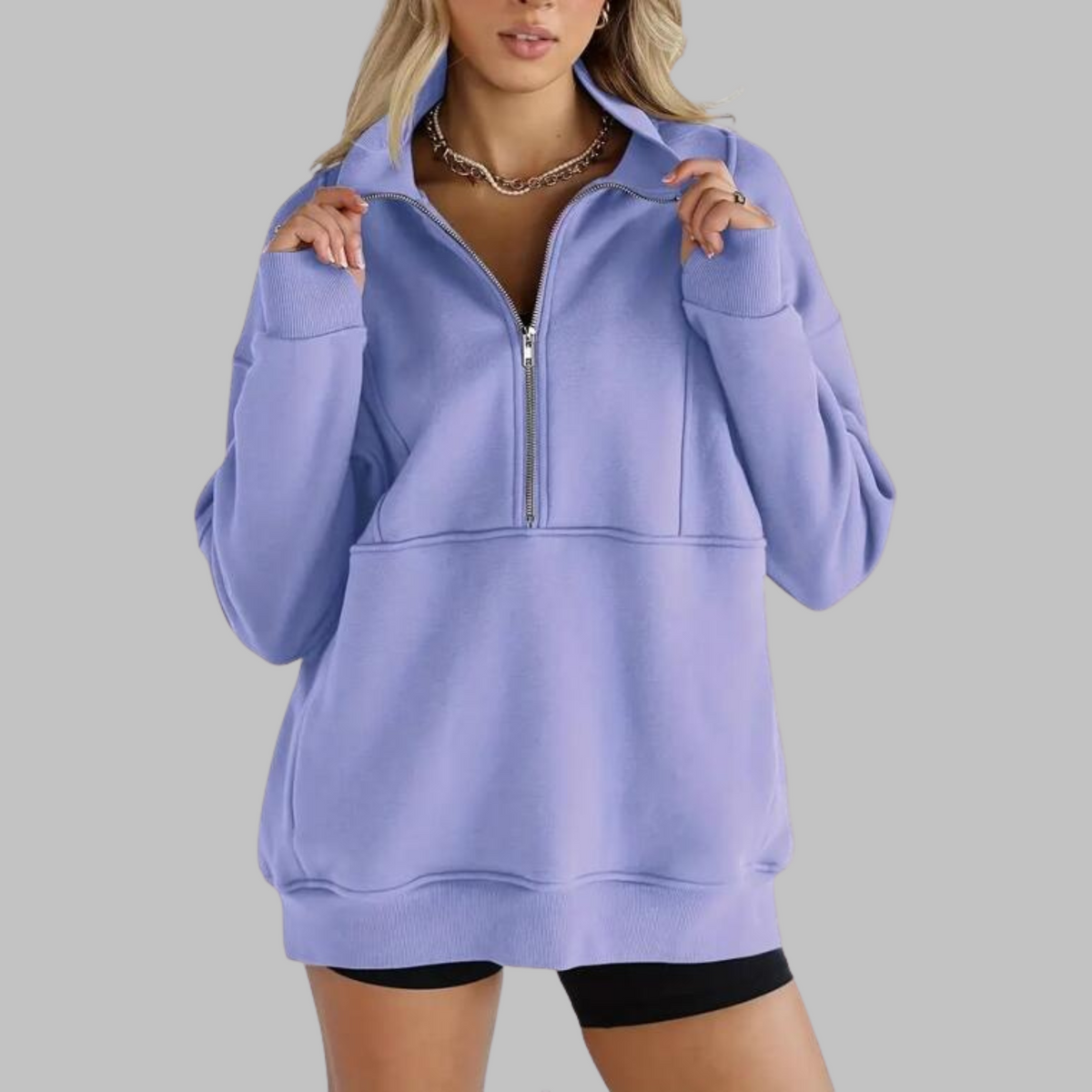 Sweat ample à col demi-zippé — Amielle Paris