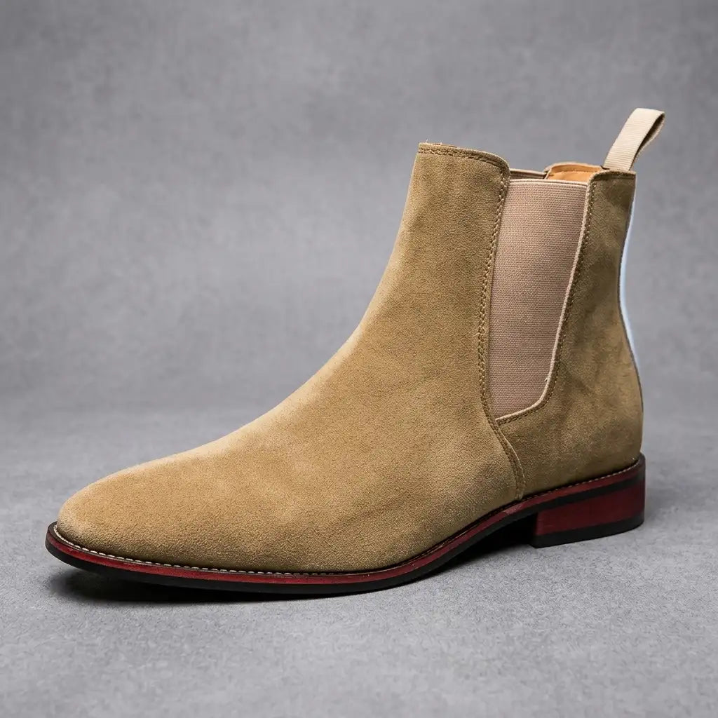 Bottines Chelsea aspect daim à empiècements élastiques — Amielle Paris