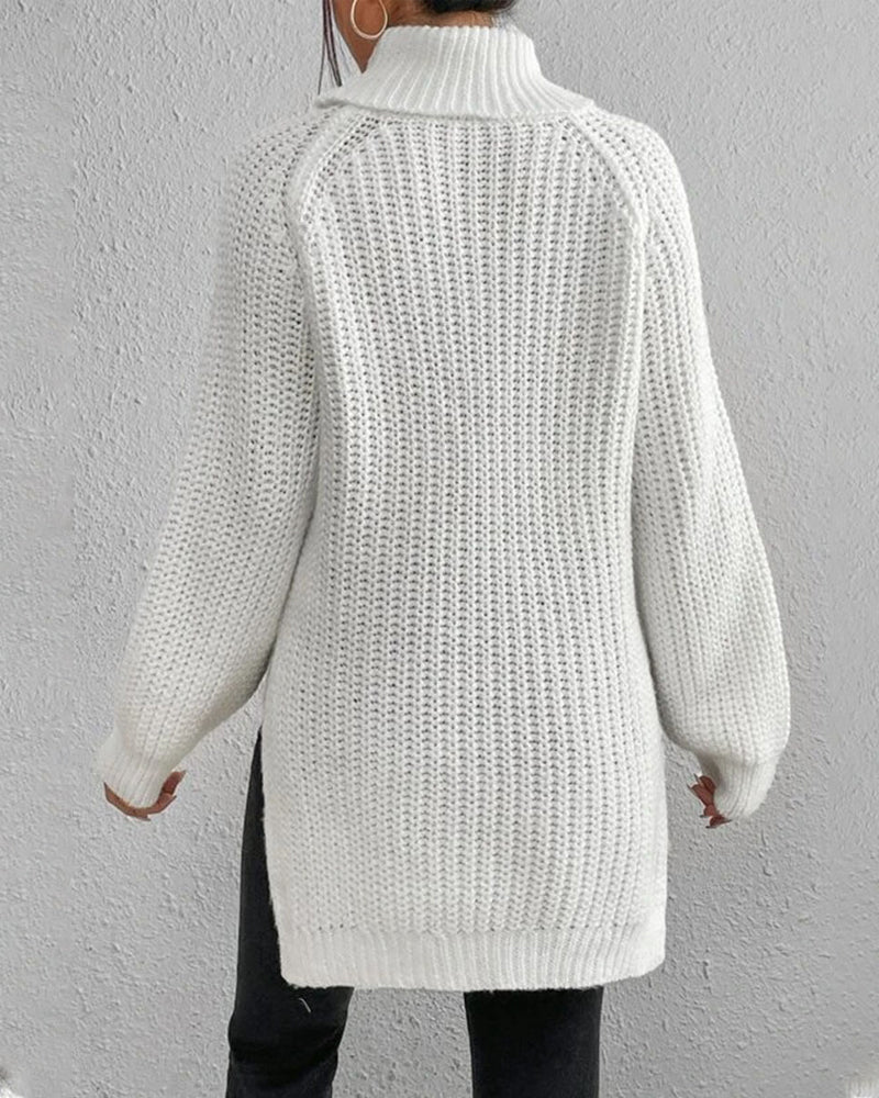 Pull à col roulé en grosse maille côtelée — Amielle Paris