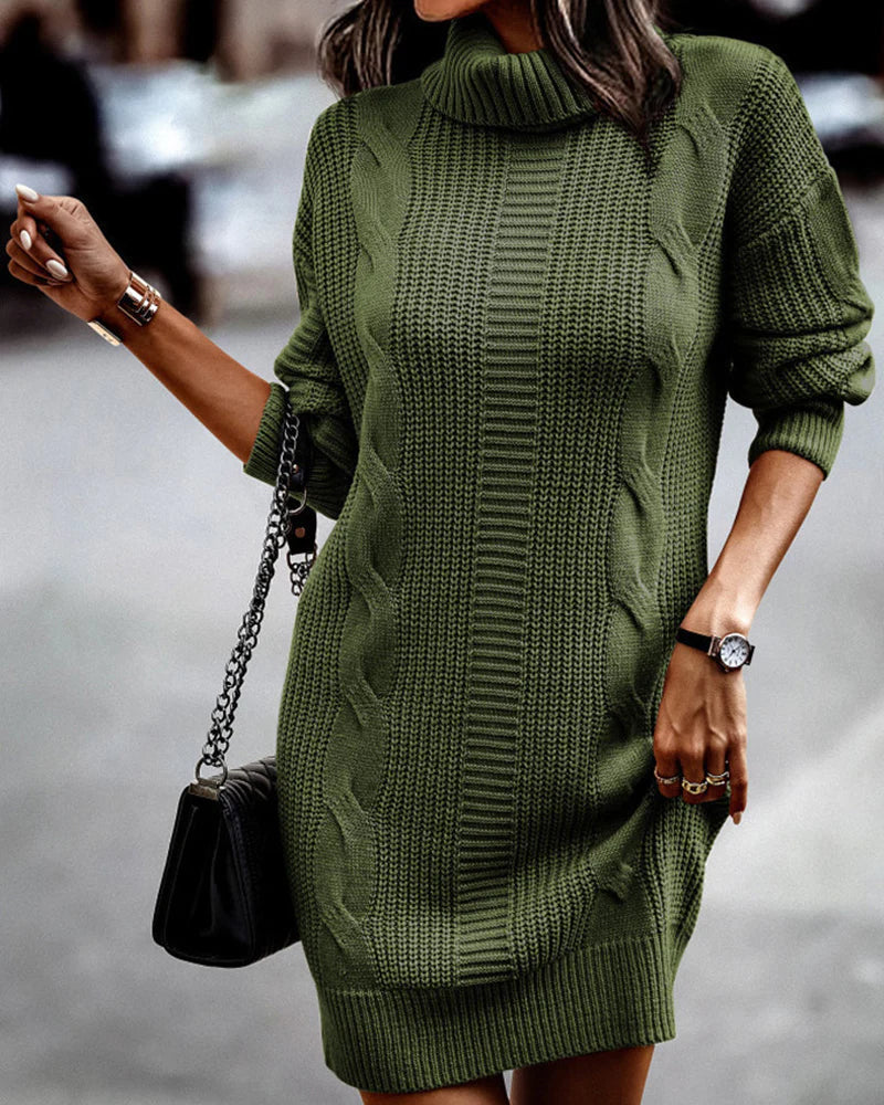 Lydia — Robe pull texturée à col montant — Amielle Paris