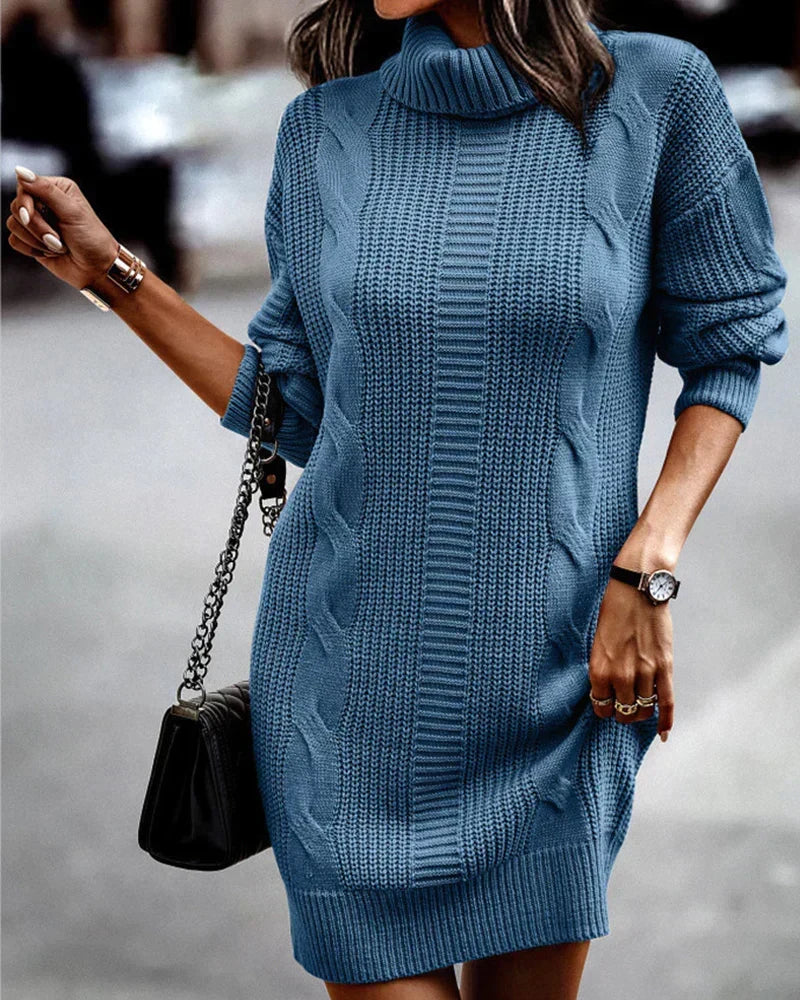 Lydia — Robe pull texturée à col montant — Amielle Paris