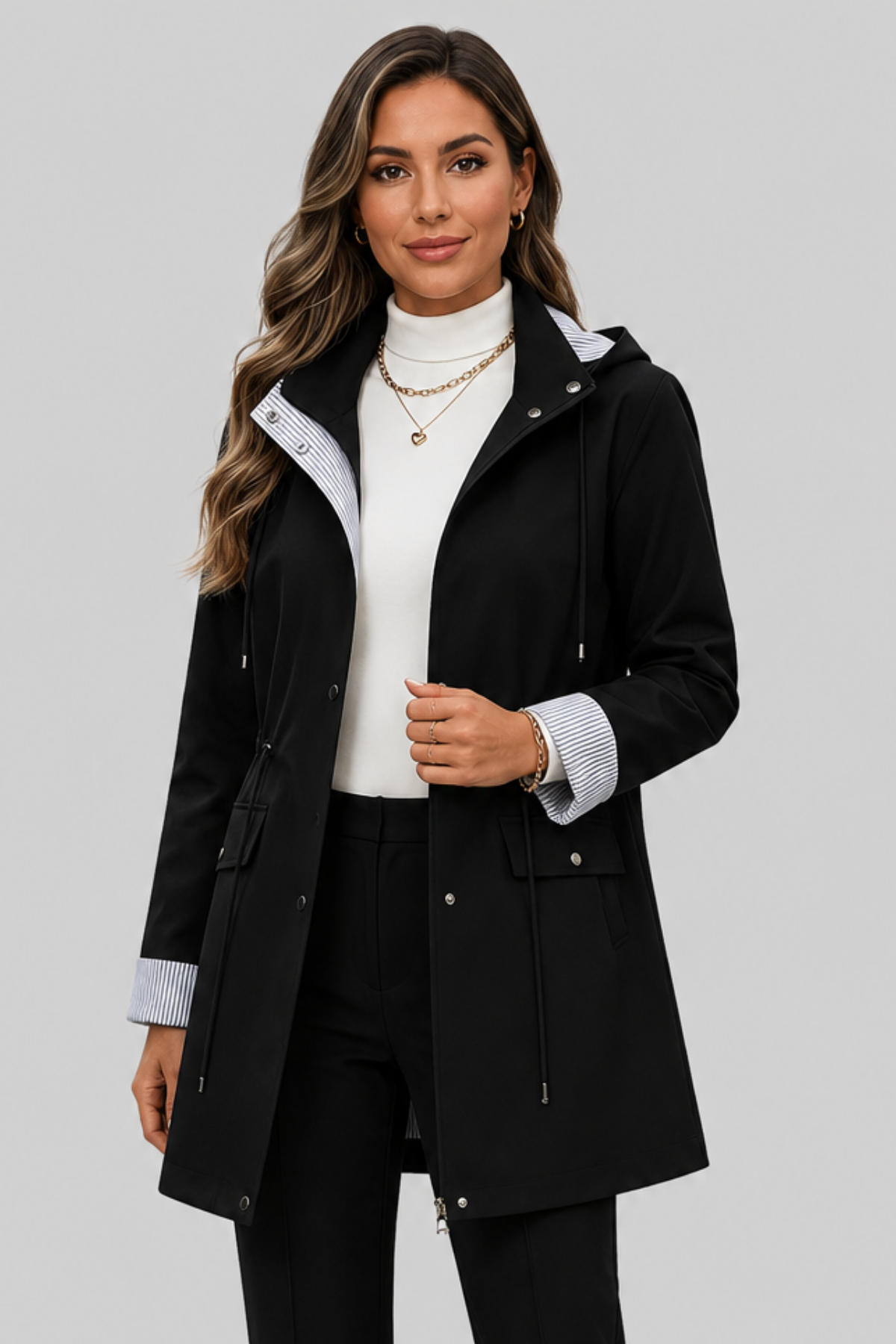 Elina — Parka mi-longue à taille ajustable — Amielle Paris