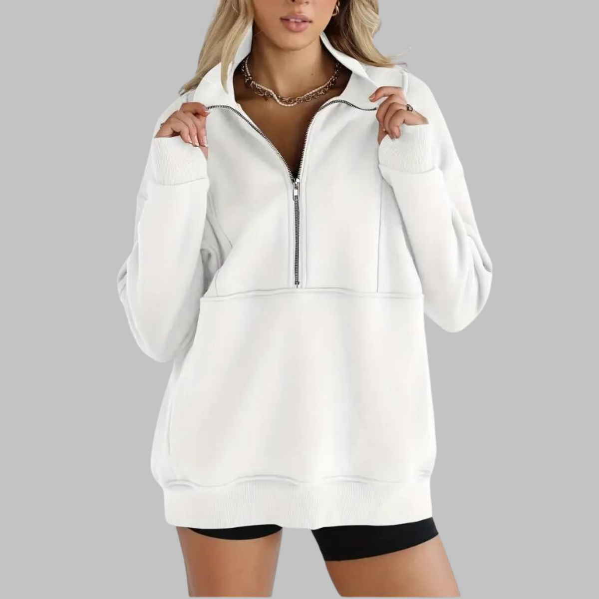 Sweat ample à col demi-zippé — Amielle Paris