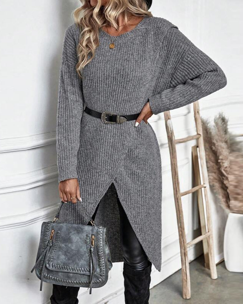 Elowen — Robe pull à devant croisé asymétrique — Amielle Paris