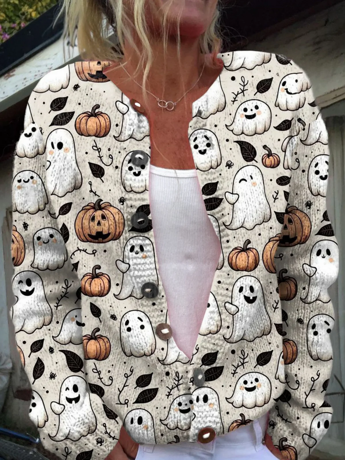 Léa | Gilet à motif fantôme