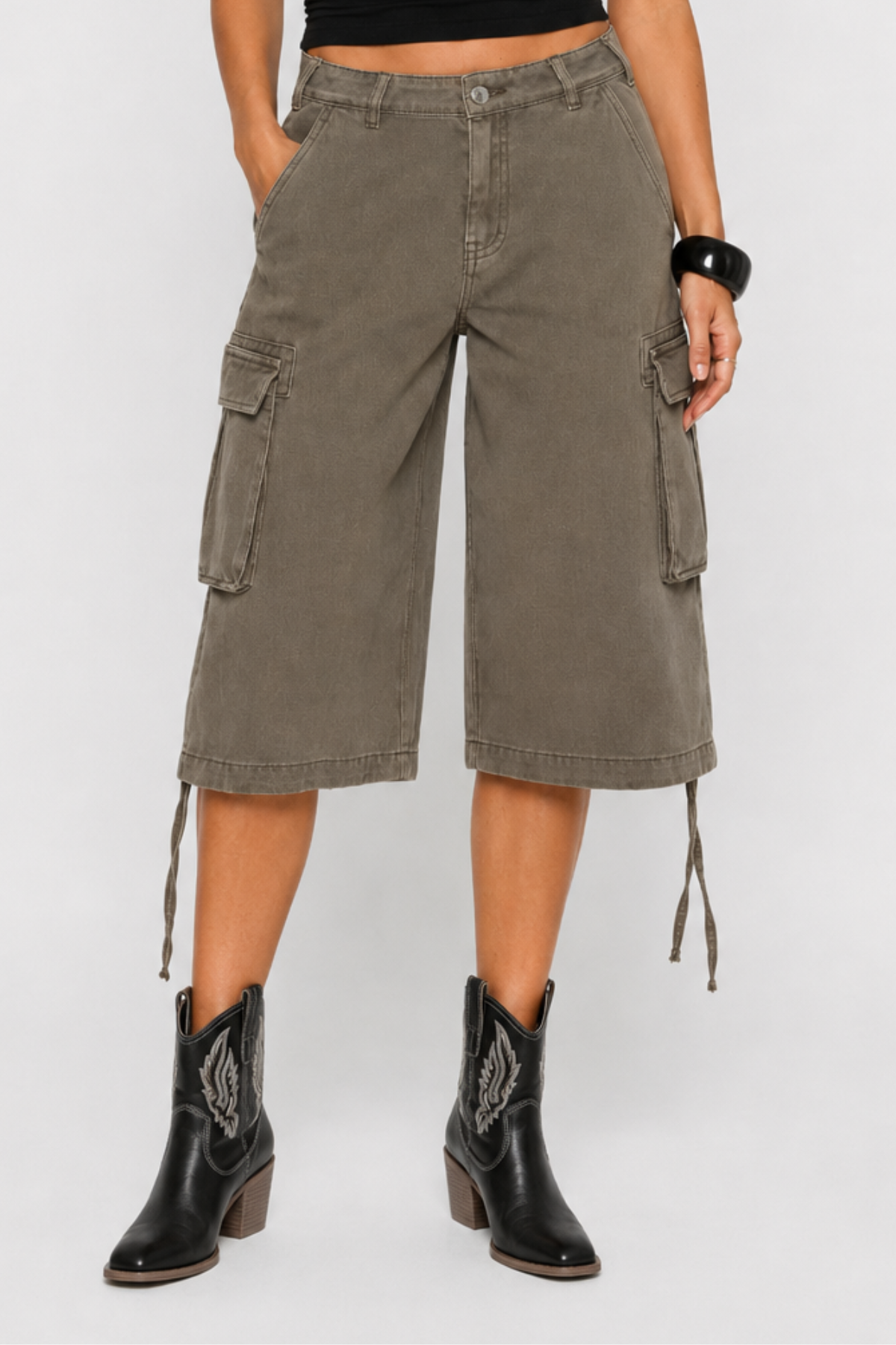 Pantalon cargo court taille haute — Enza — Amielle Paris