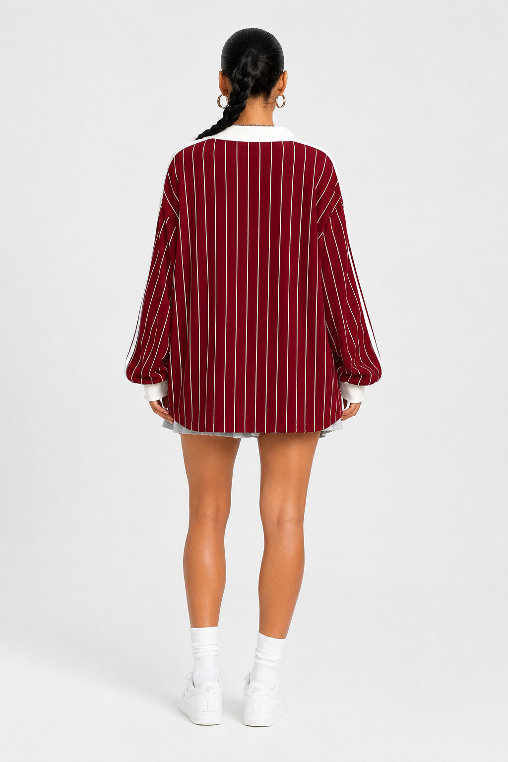 Naomi — Polo en maille rayée à manches longues — Amielle Paris