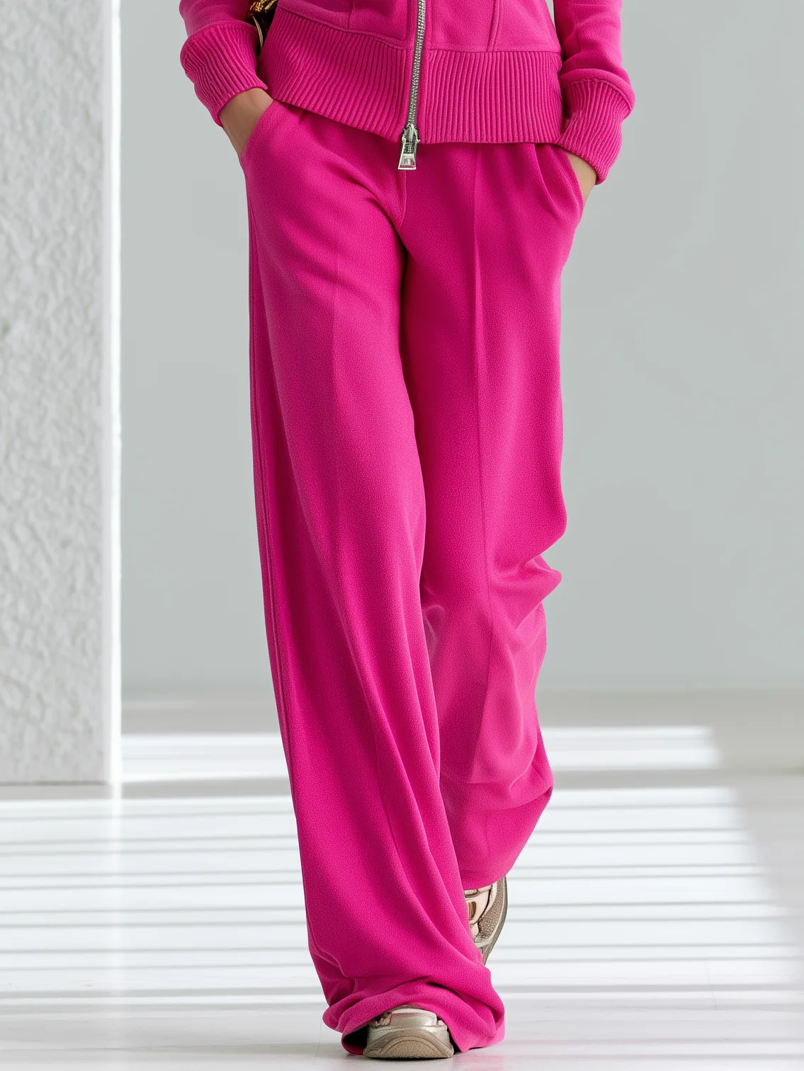 Ensemble veste zippée à boutons dorés et pantalon — Amielle Paris