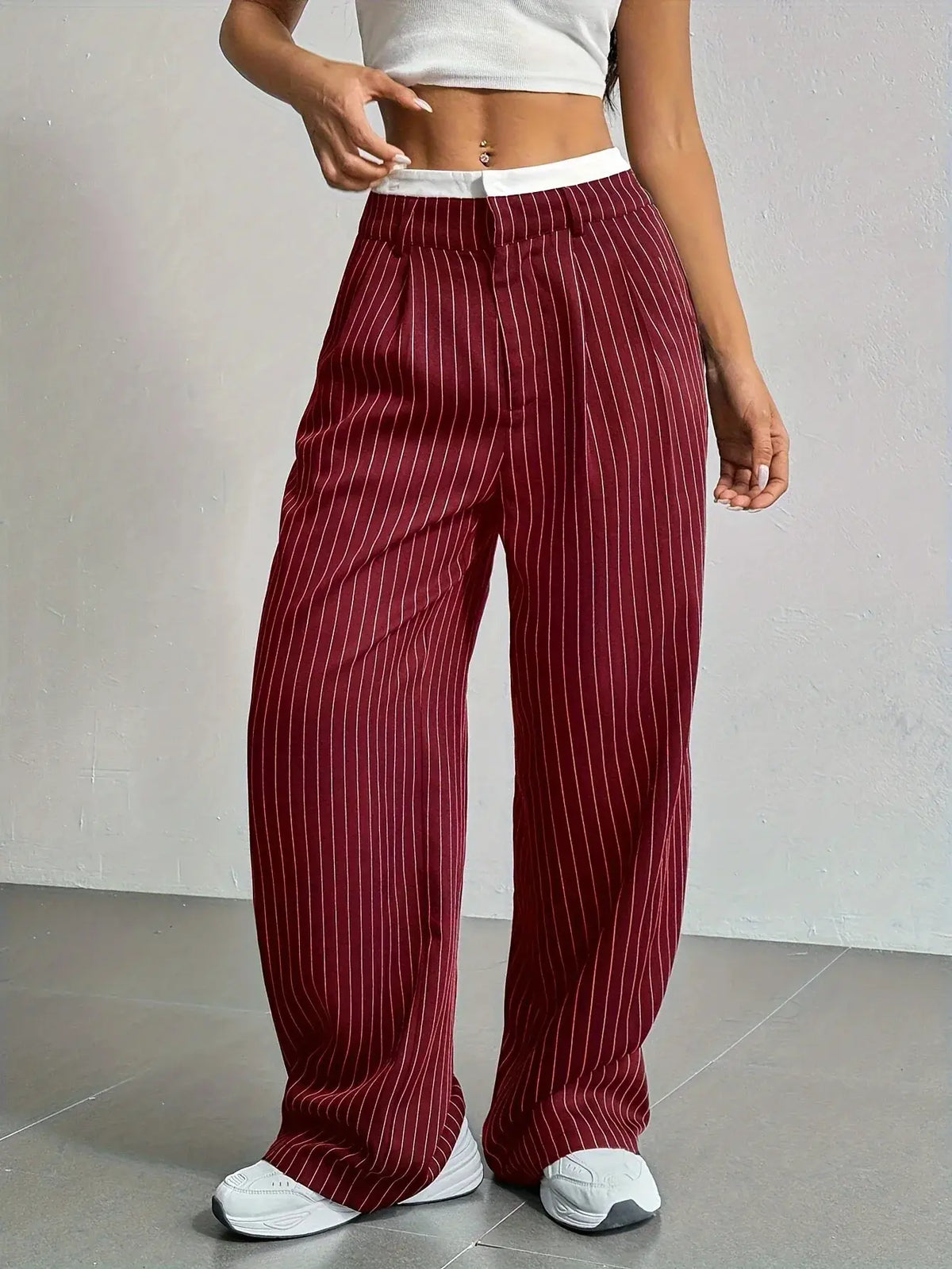 Pantalon large à fines rayures — Amielle Paris