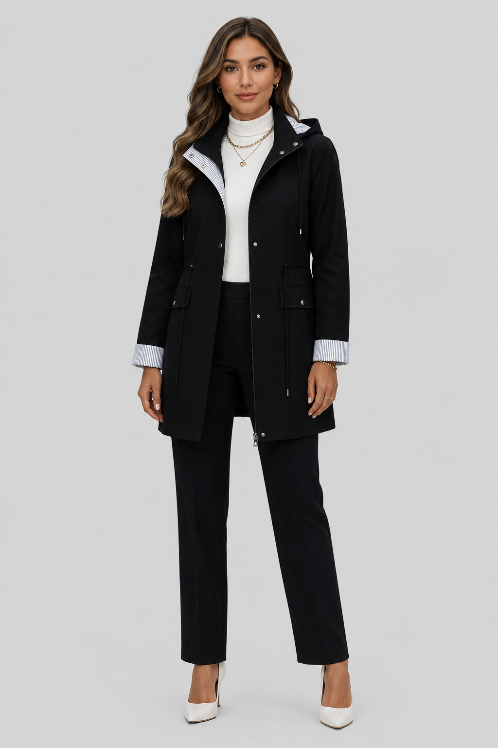Elina — Parka mi-longue à taille ajustable — Amielle Paris