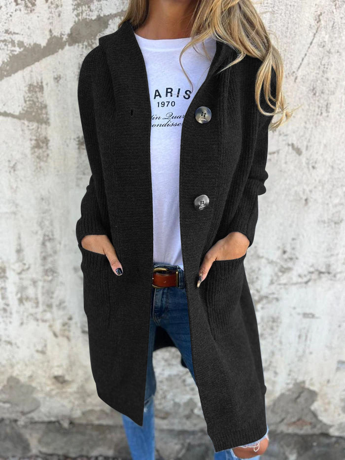 Gilet très long côtelé à capuche — Amielle Paris