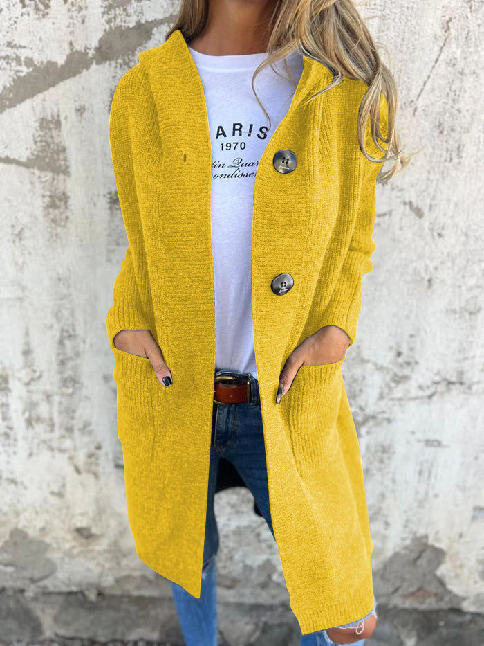 Gilet très long côtelé à capuche — Amielle Paris