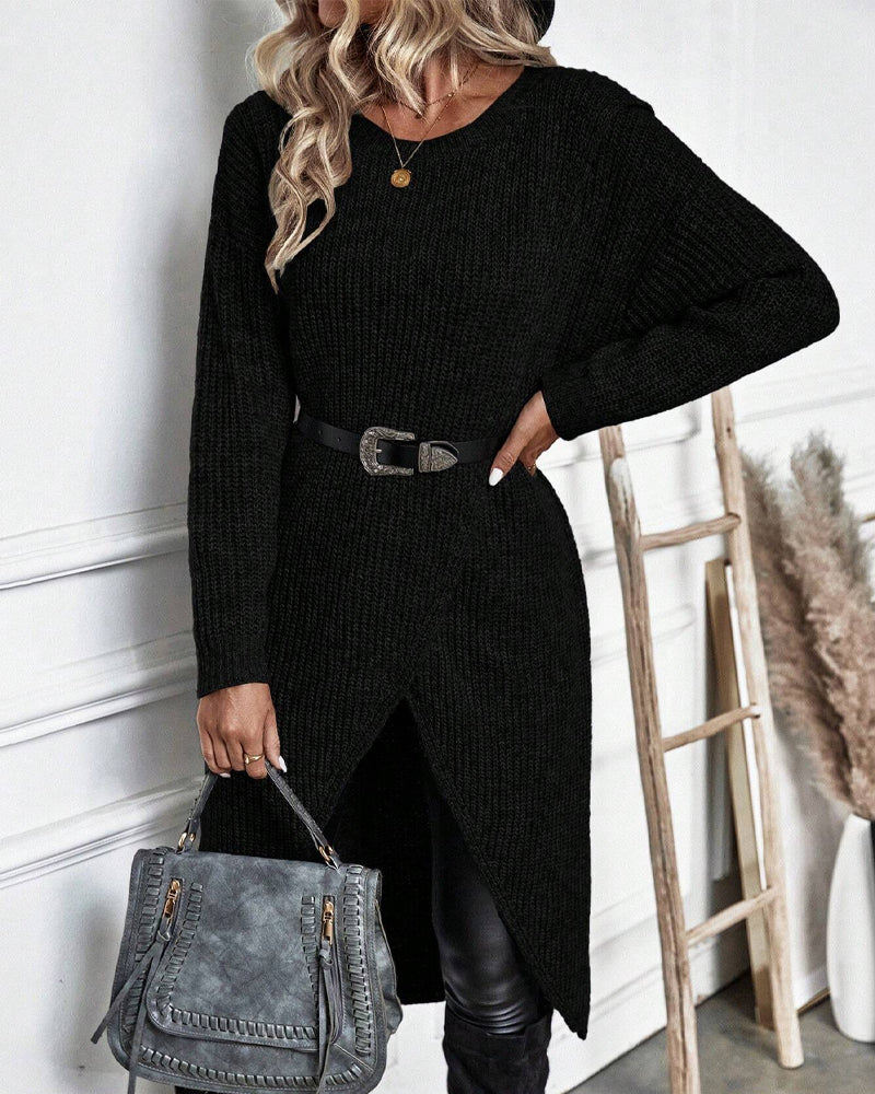 Elowen — Robe pull à devant croisé asymétrique — Amielle Paris