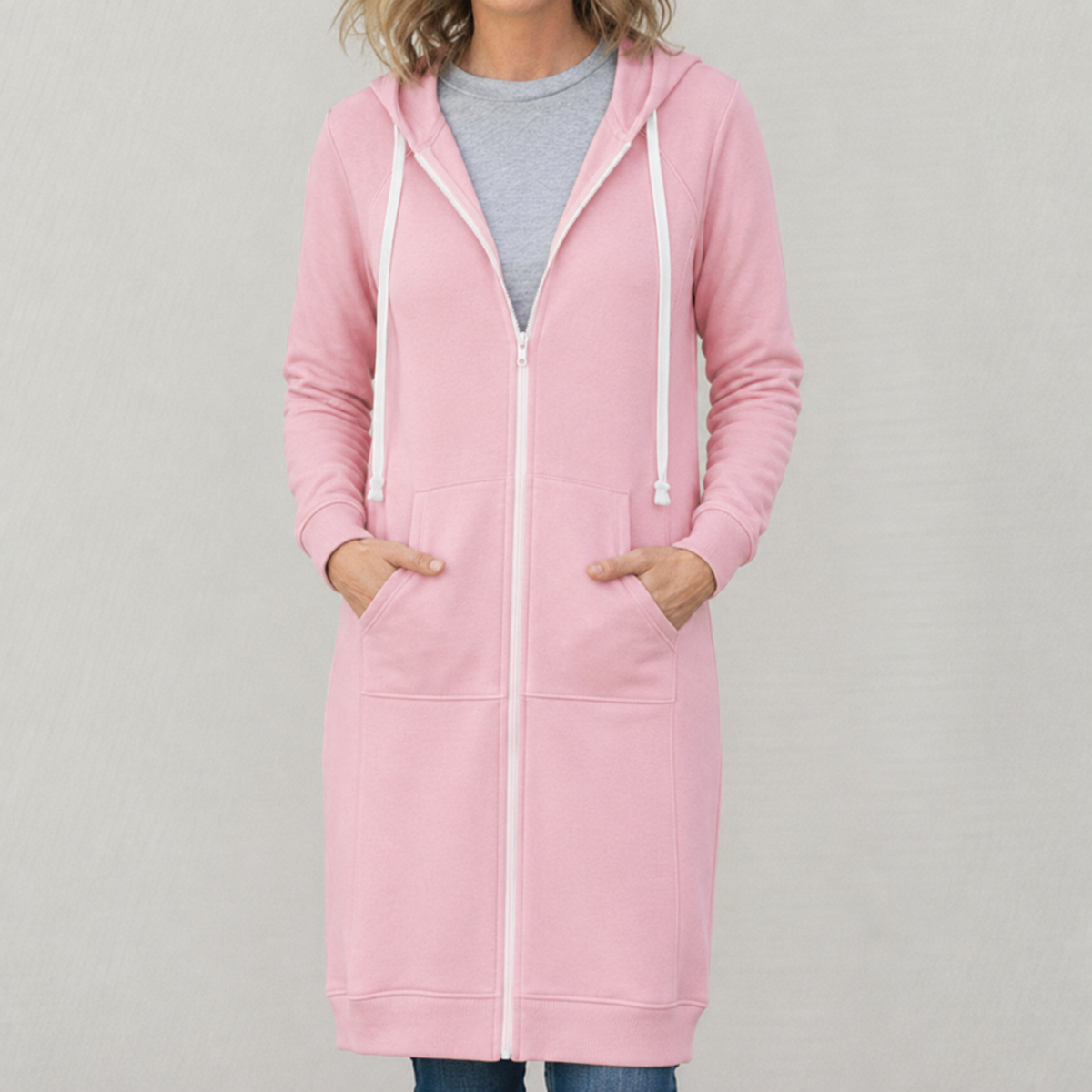 Maya — Sweat long zippé à capuche — Amielle Paris
