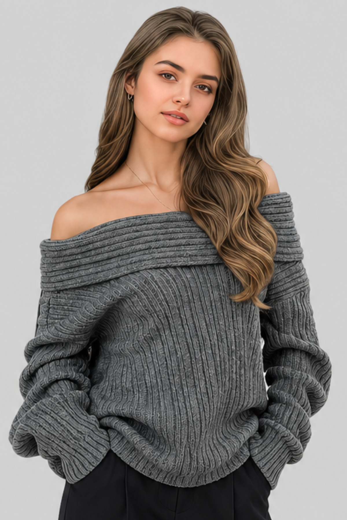 Pull côtelé à épaules dénudées — Signa — Amielle Paris
