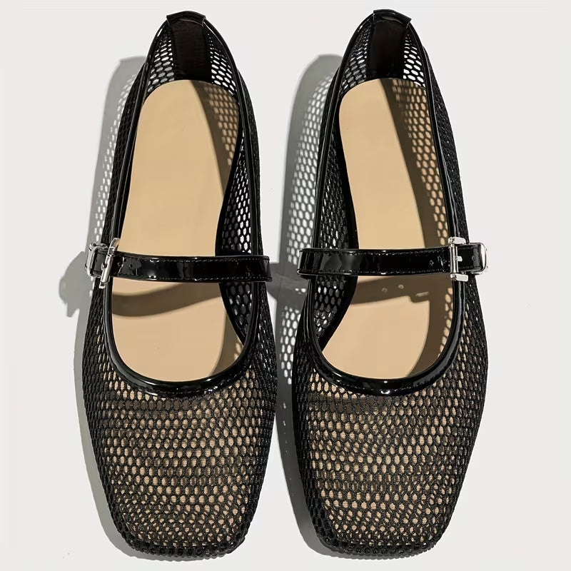 Chaussures Mary Jane en résille à bout carré — Amielle Paris