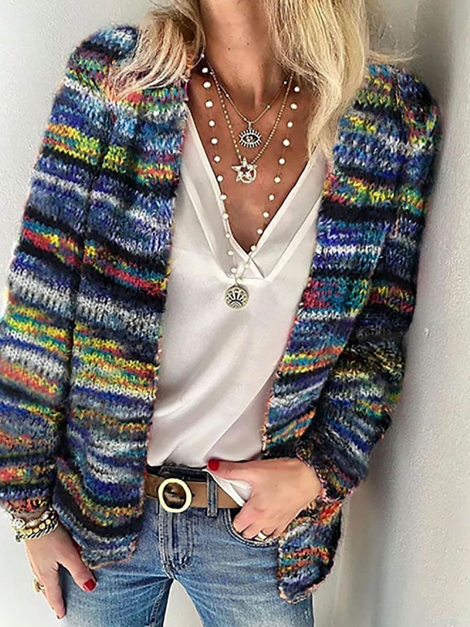 Gilet ouvert à rayures multicolores — Amielle Paris
