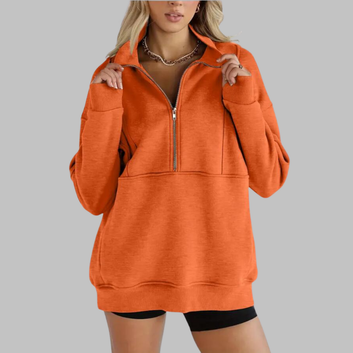 Sweat ample à col demi-zippé — Amielle Paris