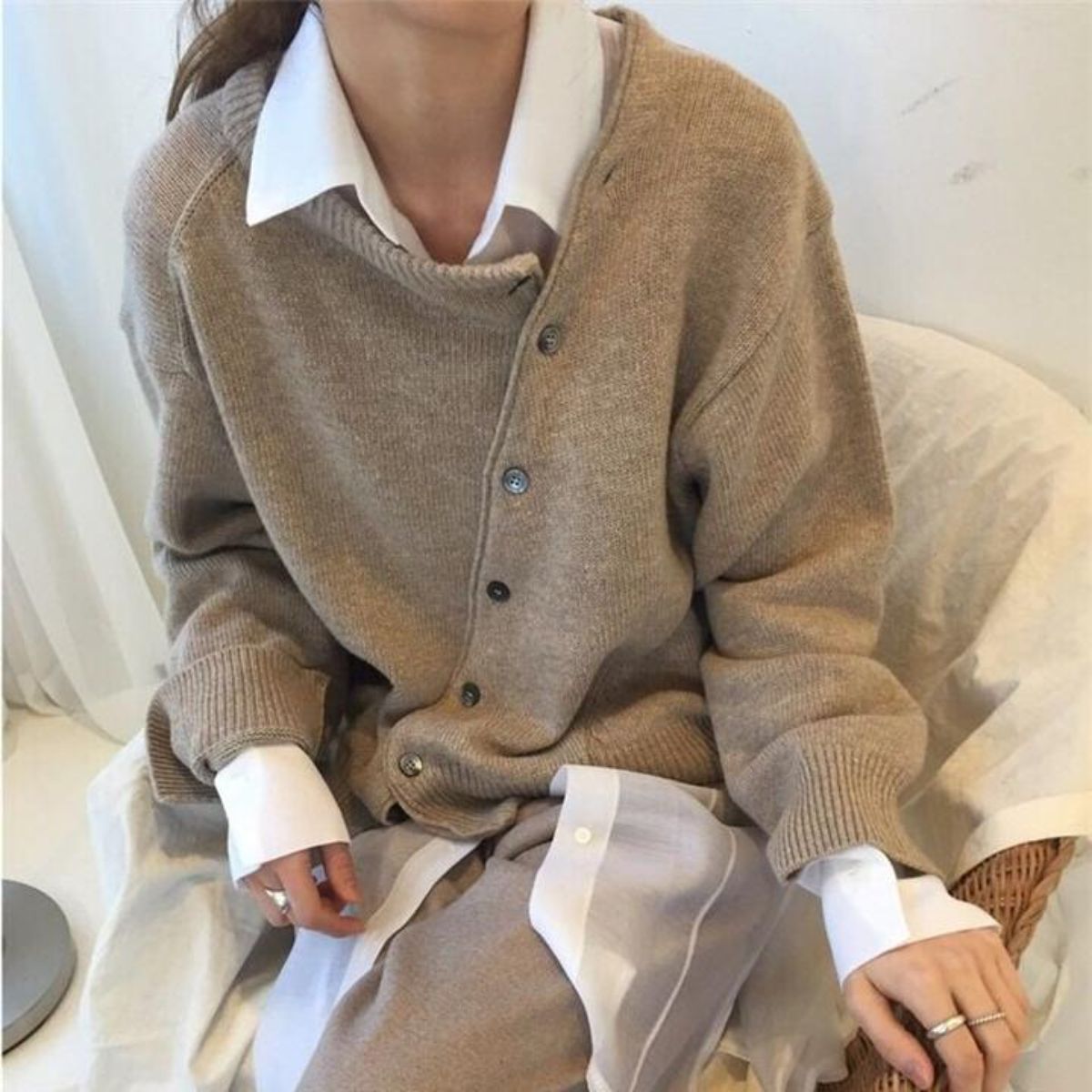 Gilet ample à boutonnage asymétrique — Amielle Paris