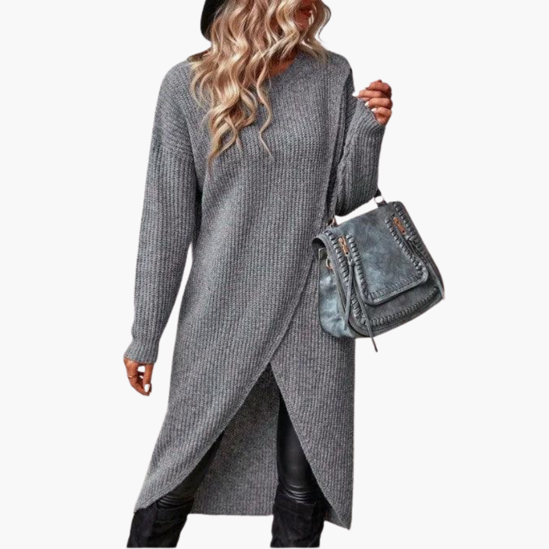Robe pull tunique à devant croisé — Amielle Paris
