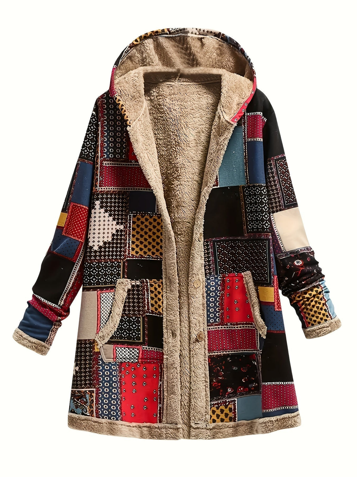 Veste à capuche patchwork et doublure polaire — Amielle Paris