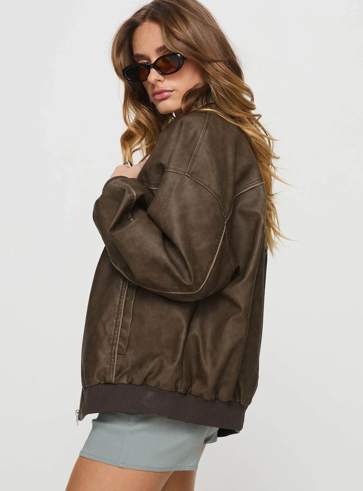 Jade — Bomber ample à finition patinée — Amielle Paris