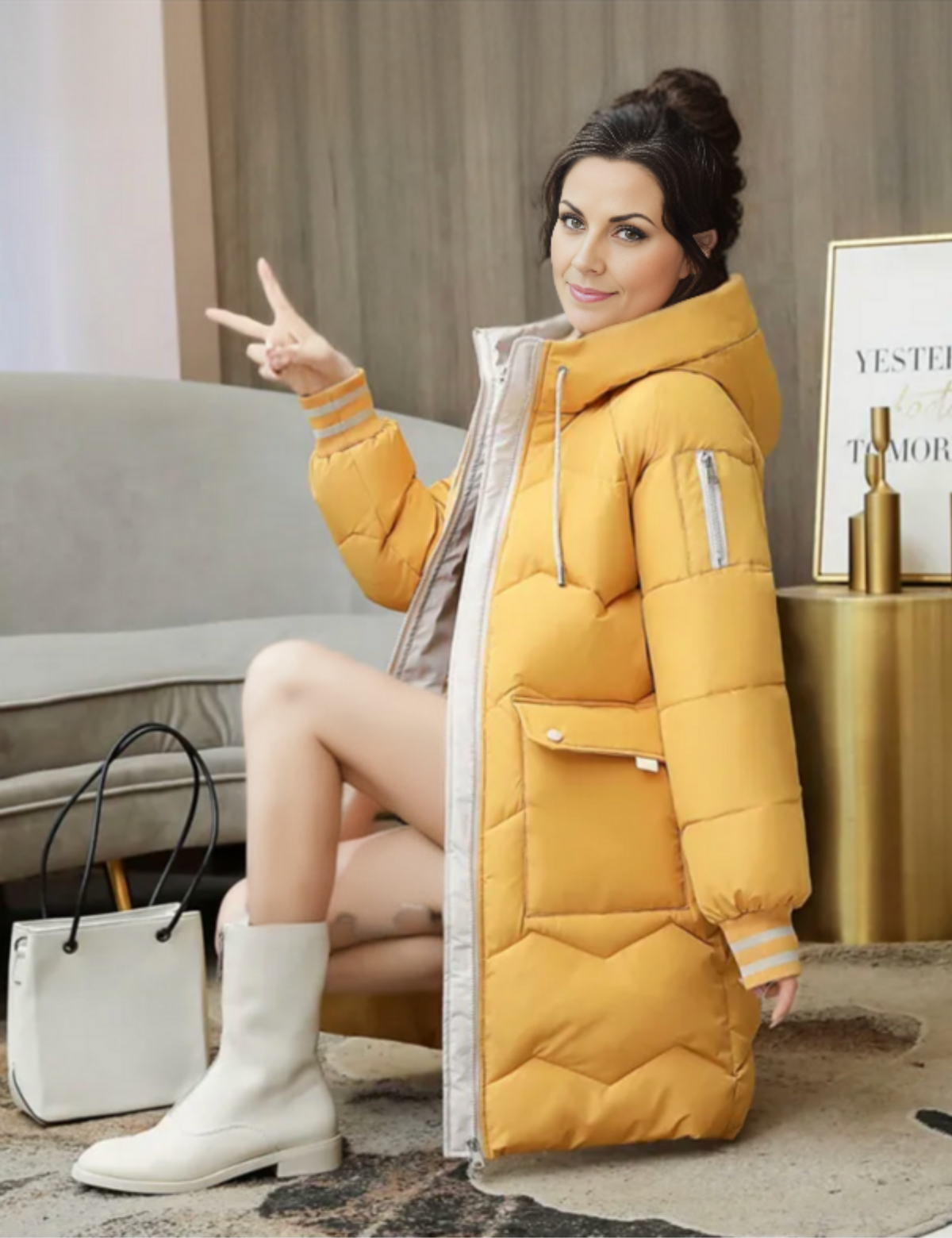 Hannah — Veste longue d’hiver à capuche — Amielle Paris