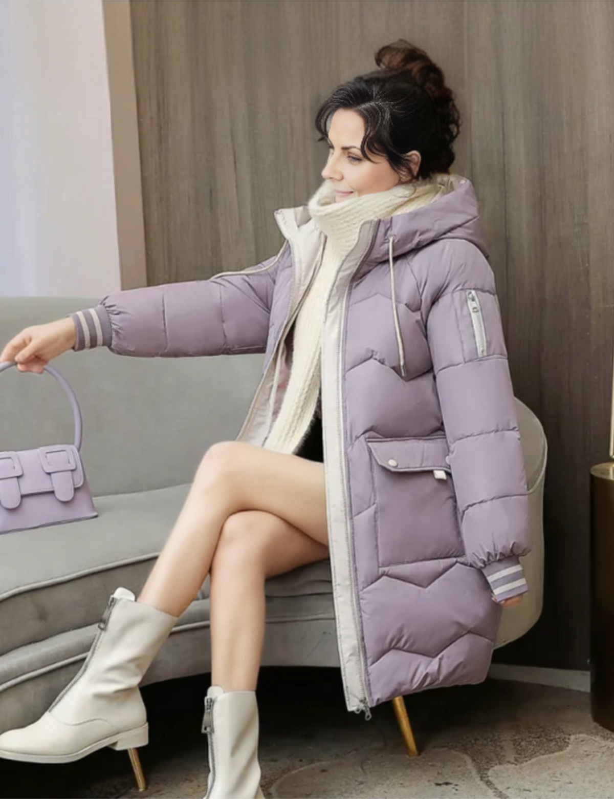 Hannah — Veste longue d’hiver à capuche — Amielle Paris