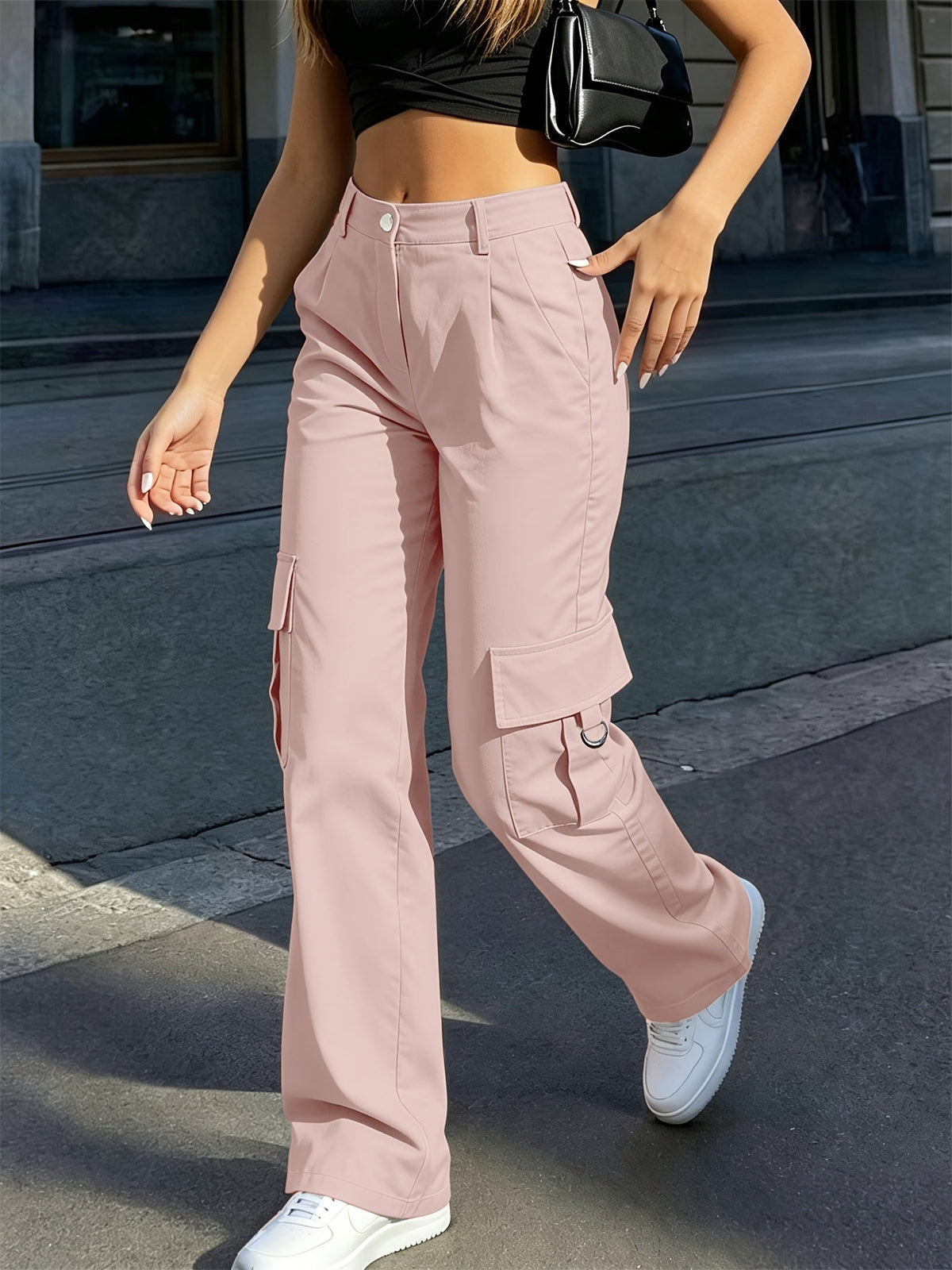 Sabine | Pantalon cargo large à taille haute — Amielle Paris