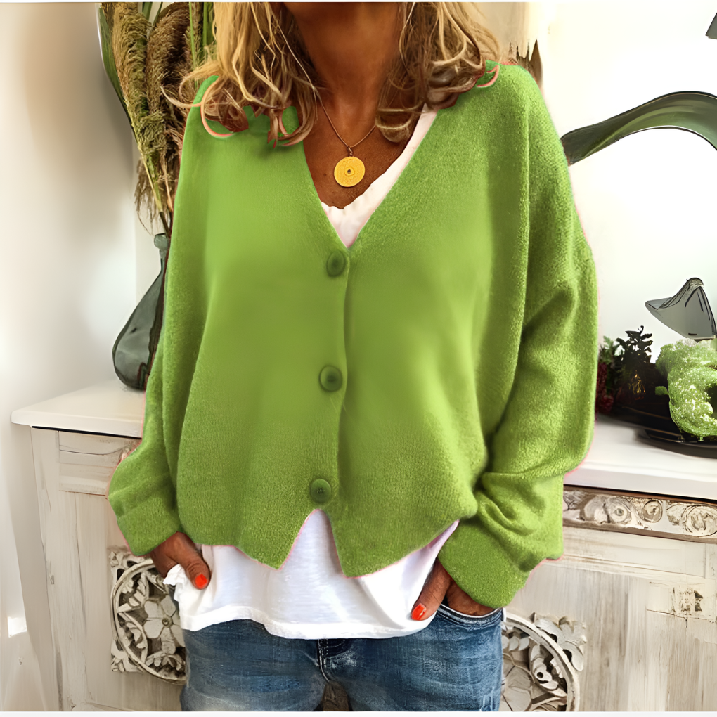 Claire — Cardigan boutonné à col V — Amielle Paris