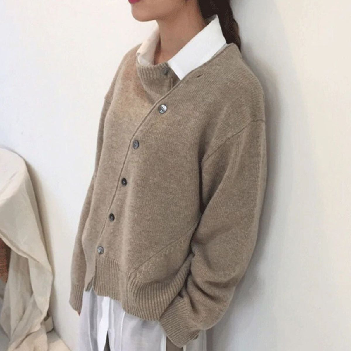 Gilet ample à boutonnage asymétrique — Amielle Paris