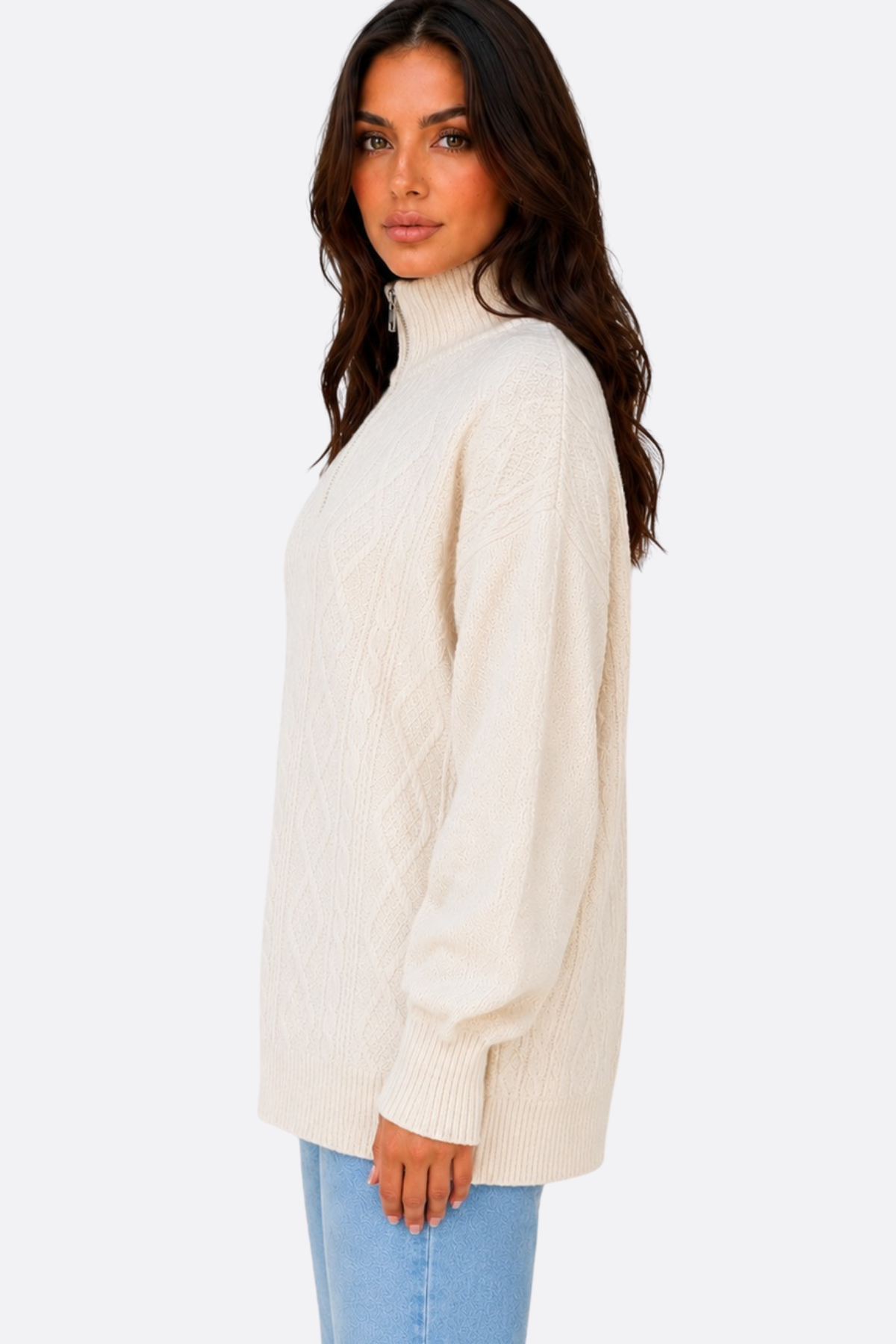 Pull torsadé à col zippé — Nina — Amielle Paris