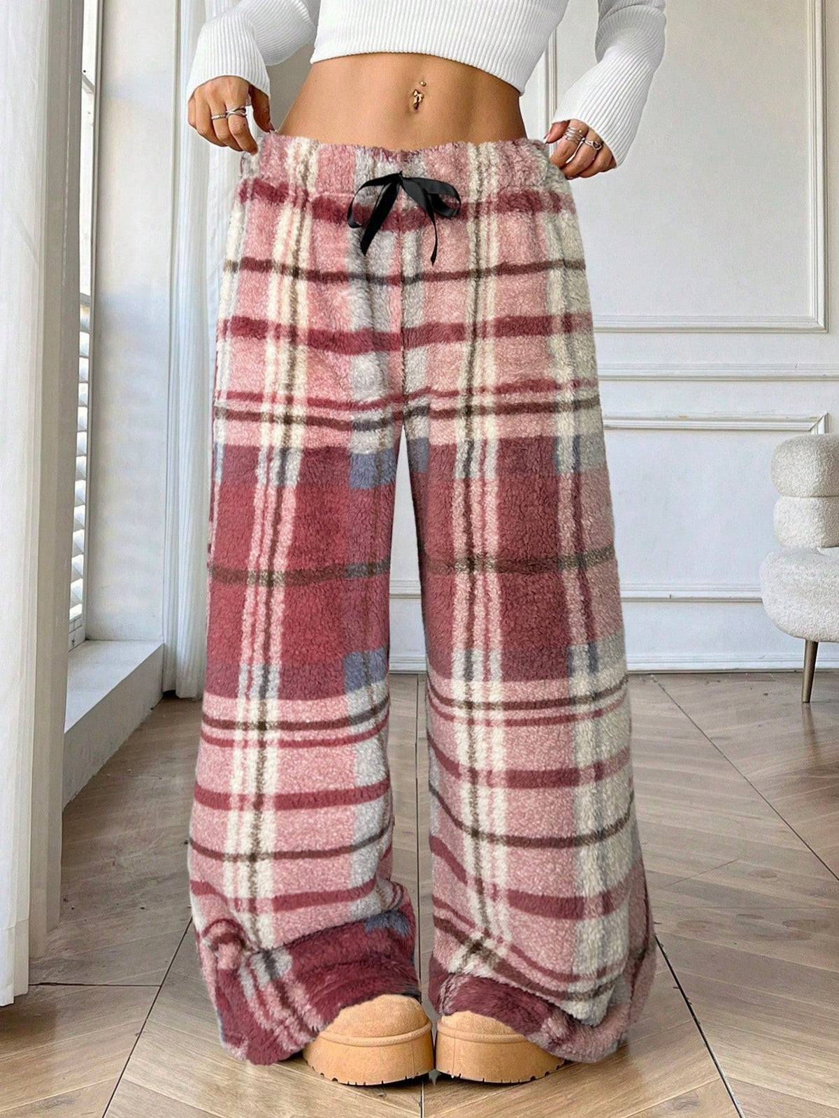 Pantalon d'intérieur à carreaux et taille à nouer — Amielle Paris